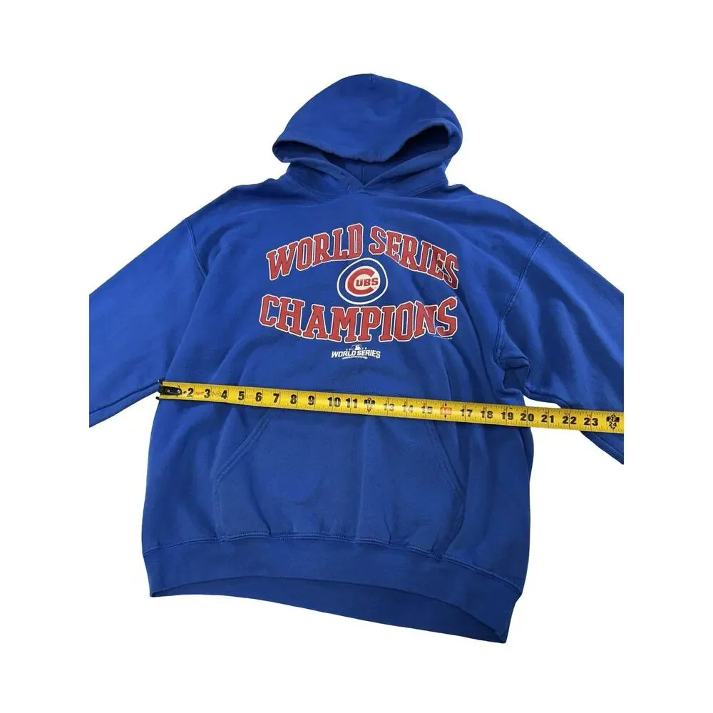 Chicago Cubs World Series Champions Hoodie Men’s Large Blue Pullover Sweatshirt